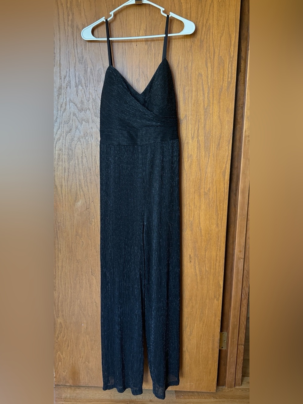 EUC Black Sparkle Wide-Leg Jumpsuit with Spaghetti Straps